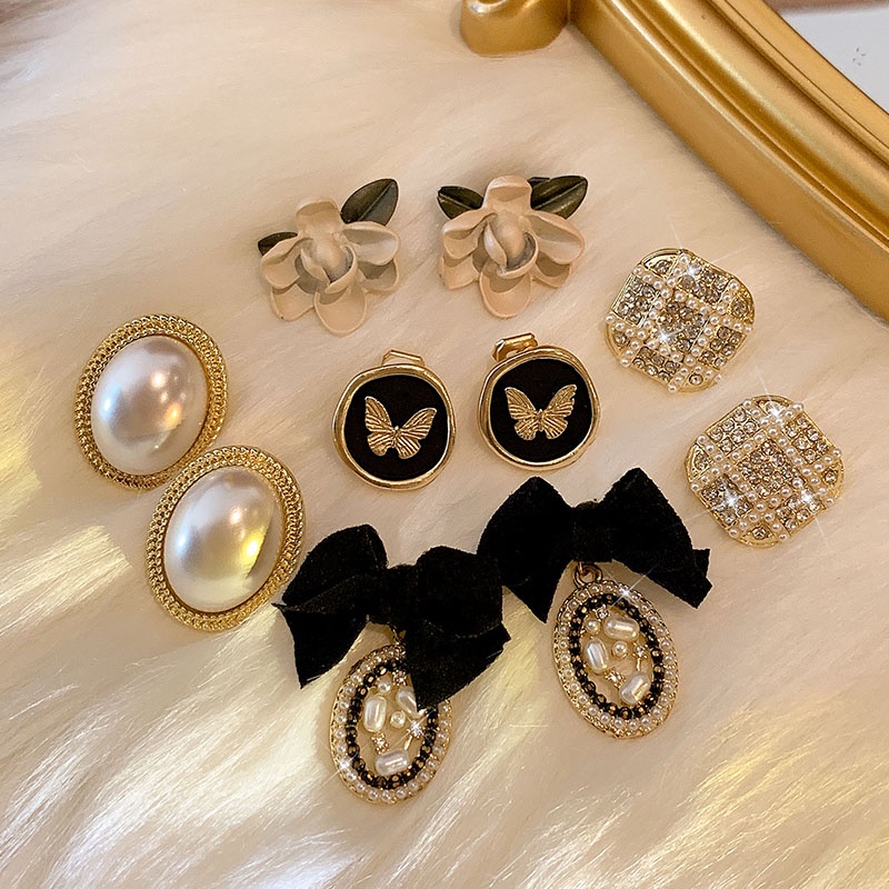 Khuyên Kẹp Tai Đính Hạt Ngọc Trai Phong Cách Hàn Quốc Cổ Điển Thời Trang Mới 2023