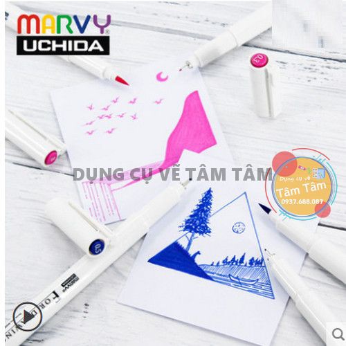 [ TÂM TÂM ]-Bút line chuyên nghiệp Marvy Uchida 4600 size Brush Màu-
