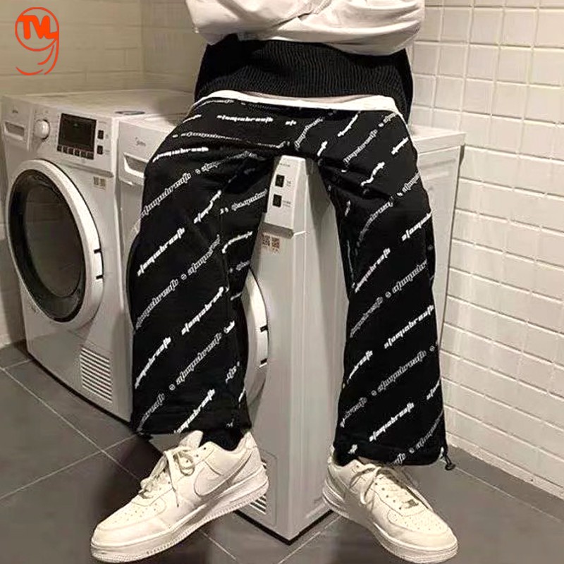 Quần ống rộng nữ TVL1999, quần jogger nữ phong cách đường phố cá tính chất liệu nỉ dày dặn có dây rút điều chỉnh gấu.