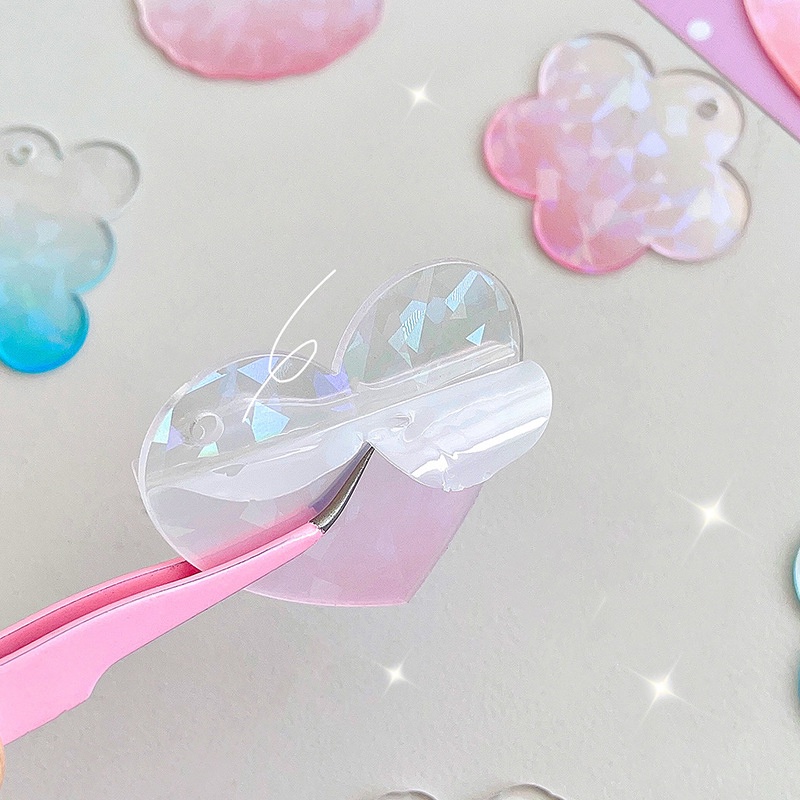 Set 4 Móc Khóa Acrylic Màu Loang Lấp Lánh DIY