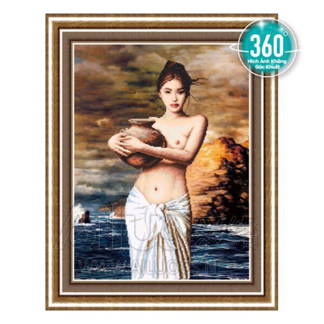 Tranh đính đá Cô Gái Ôm Lu 71376 (58x75) chưa đính