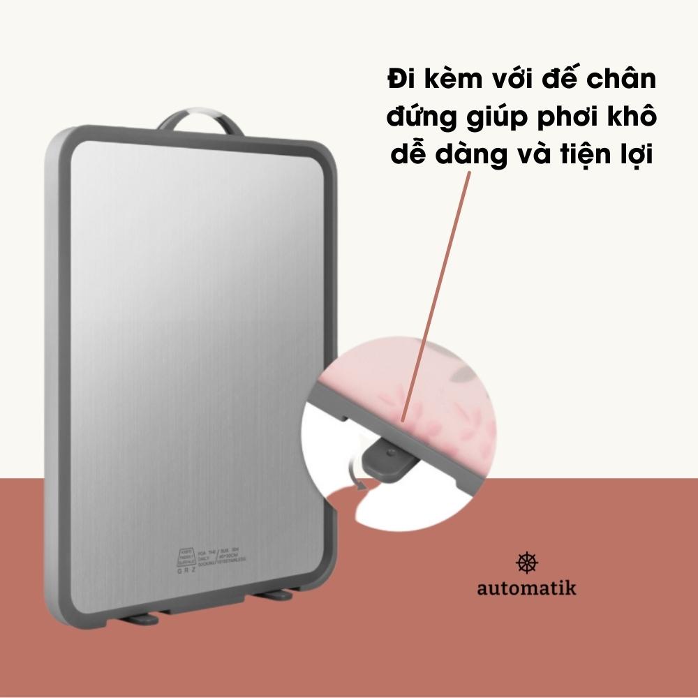 Thớt Inox 304 Kháng Khuẩn Chống Ẩm Mốc 2 Mặt Cao Cấp + Tặng Dao - Automatik