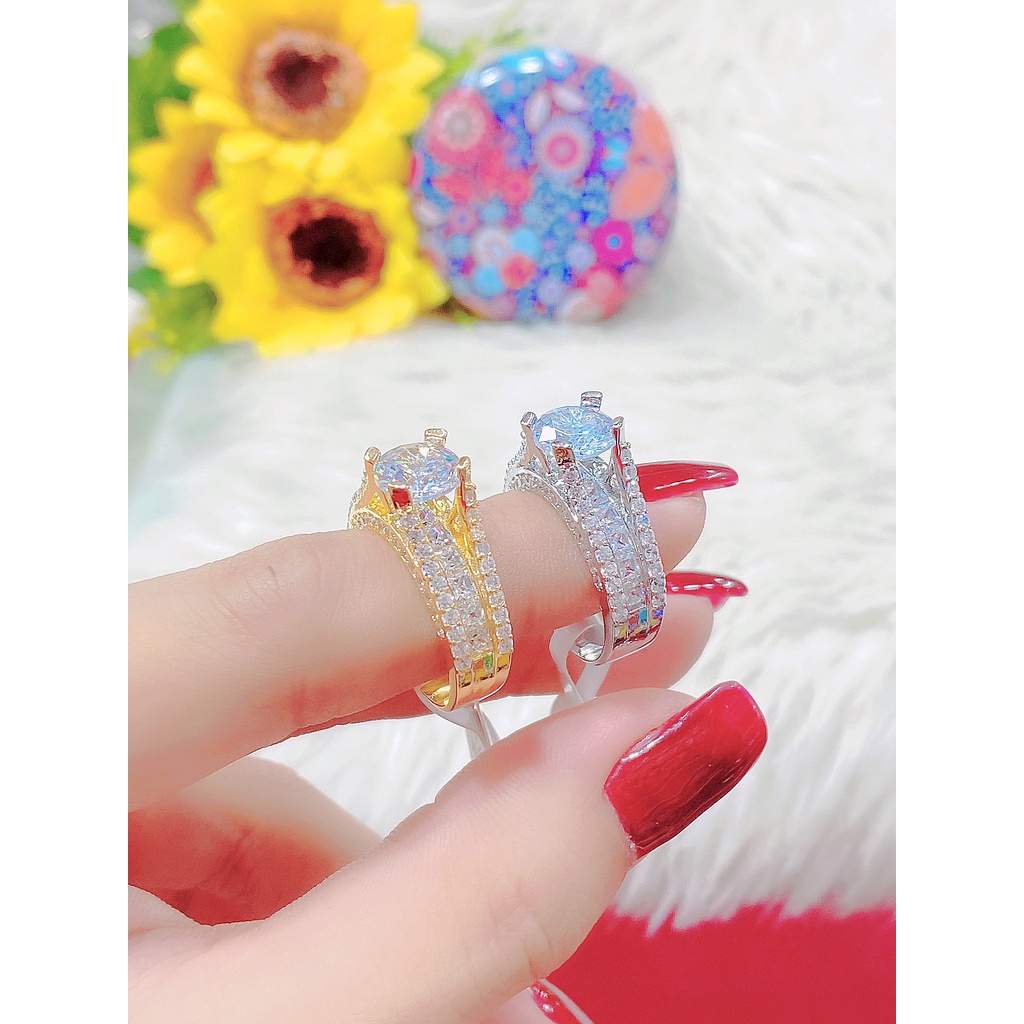 Nhẫn nữ đính xoàn mạ vàng 18K cao cấp (giá tốt nhất) N475158T-165