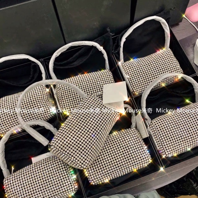 Túi xách nữ đeo chéo Clutch MC đính đá lấp lánh kim sa hàng cao cấp fullbox có hộp