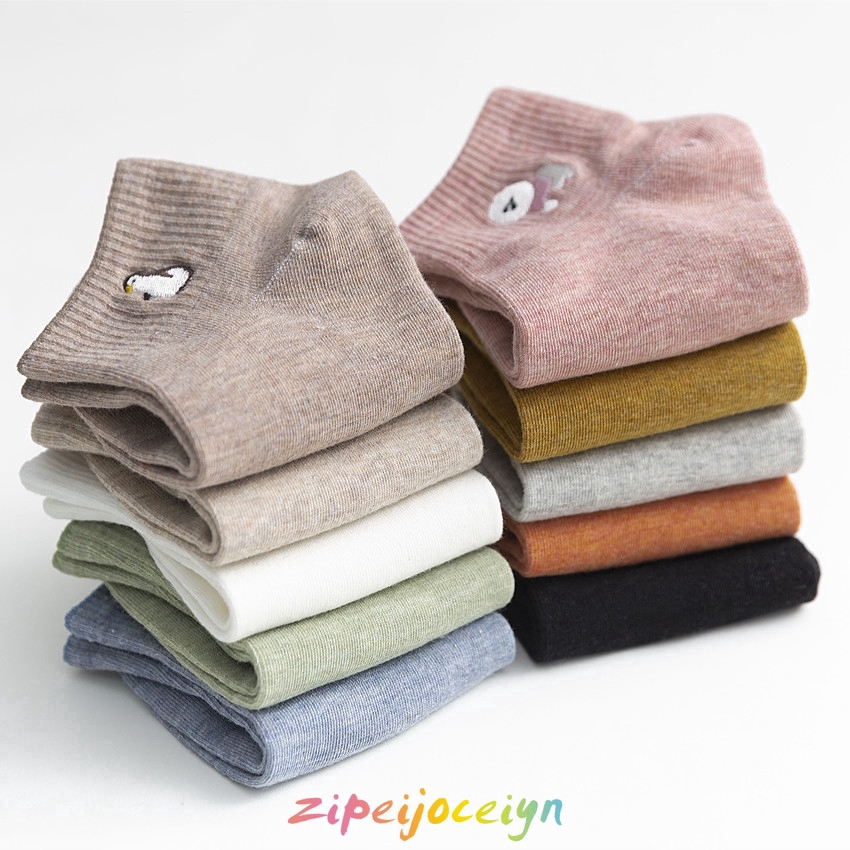 Vớ cotton thêu họa tiết hoạt hình dễ thương