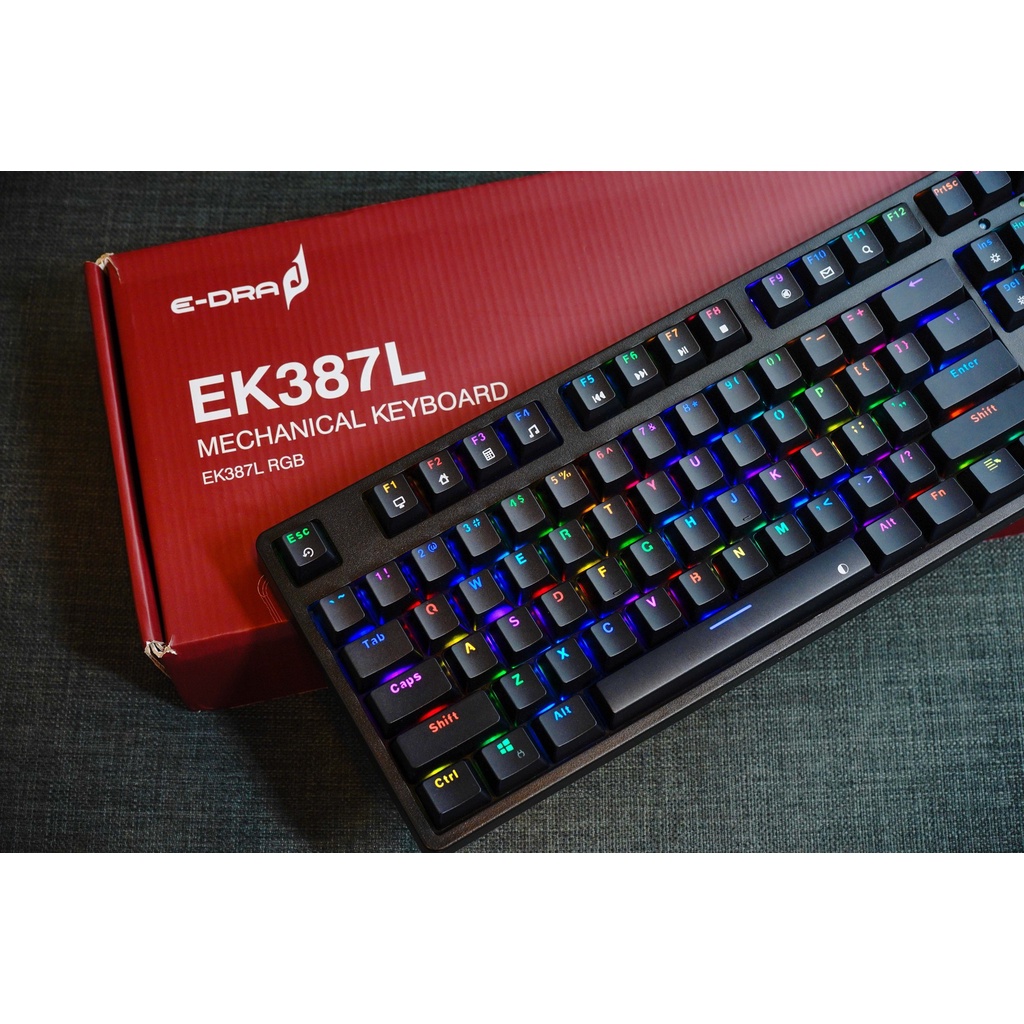 Bàn phím cơ chơi game có dây E-DRA EK387L RGB - Bản 2022 - Led RGB - Huano Switch - Cáp TypeC - BH 24 tháng