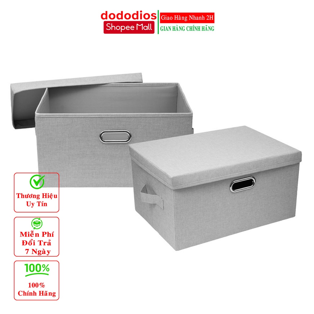 Hộp vải đựng đồ đa năng nắp rời quai sắt TD3b kích thước 45x34x23cm dododios