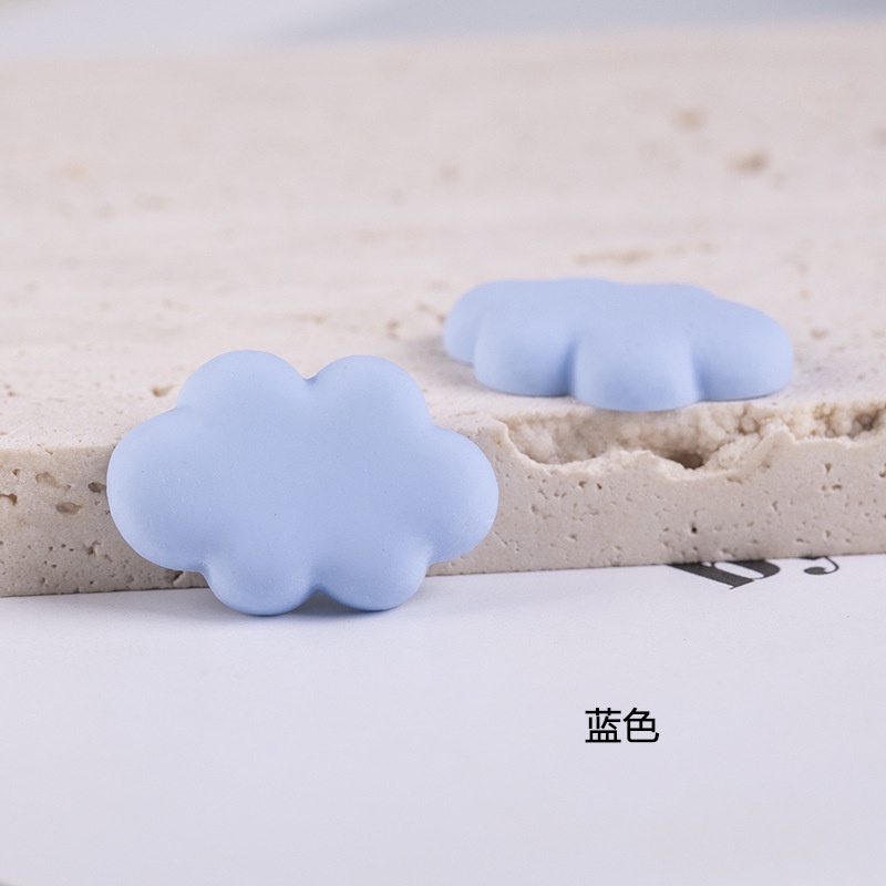 Bộ 20 phụ kiện làm đồ thủ công hình đám mây lưng phẳng màu trơn bằng chất liệu nhựa resin