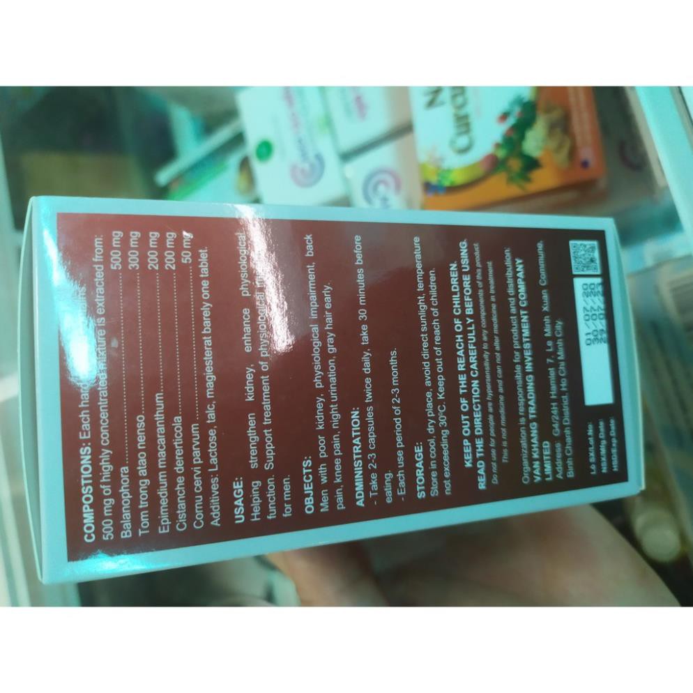 Bổ Thận Vạn Khang bổ thận tráng dương, sinh tinh, tăng cường sinh lý nam giới, giảm đau lưng mỏi gối, giảm tiểu đêm