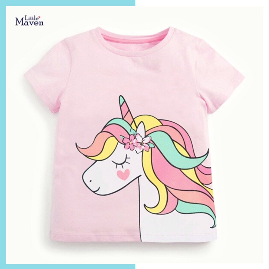 Áo thun hè cotton Little Maven hồng ngựa Pony 5Y0099 cho bé gái 2-8 tuổi Mẫu mới 2022 - Little Maven Official Store