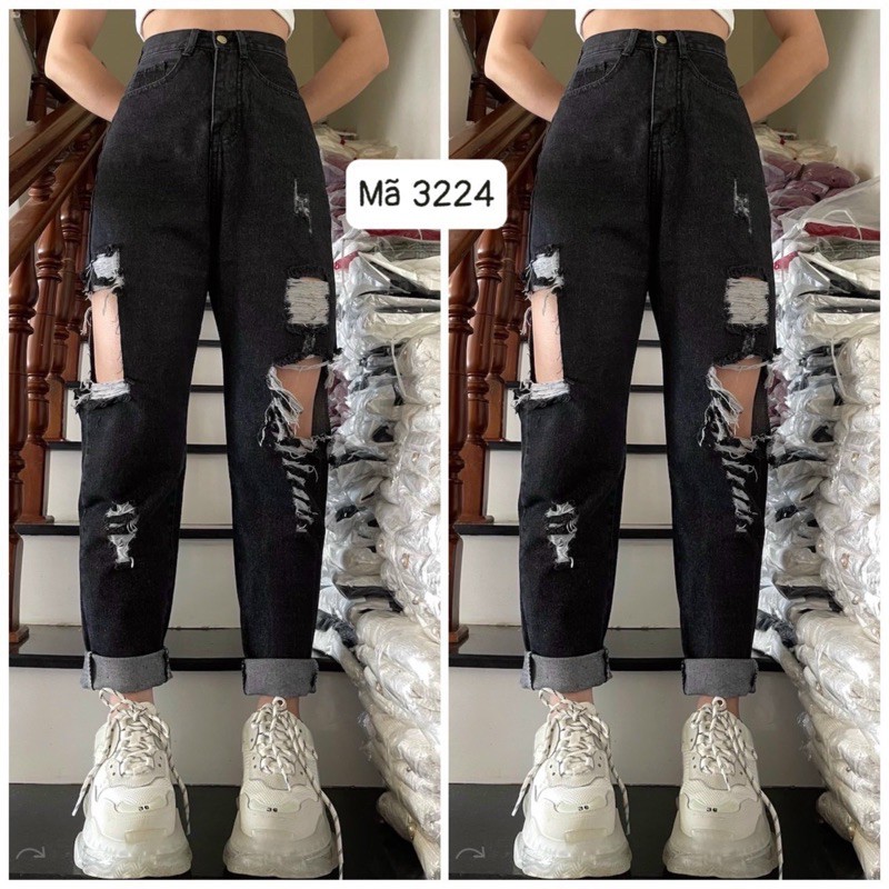 Quần baggy jean rách cá tính 137, kèm ảnh thật chụp sàn | BigBuy360 - bigbuy360.vn