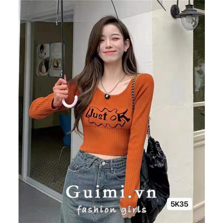 Áo Croptop Tay Dài Dáng Ôm Thiết Kế Mới Trẻ Trung Năng Động