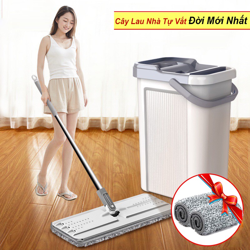 [HÀNG LOẠI 1] Cây Lau Nhà Tự Vắt Thông Minh 360 Độ Tự Động Gạt Nước, Lau Siêu Sạch Tặng 2 Miếng Lau