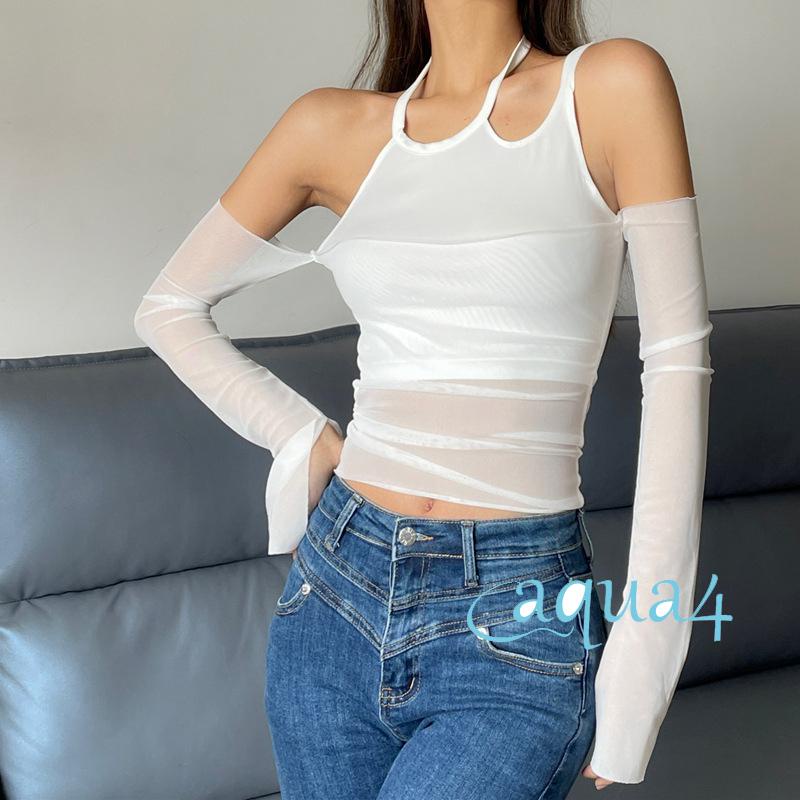 Áo Sơ Mi Tay Dài Giả 2 Mảnh Phong Cách Thời Trang Đường Phố Cho Nữ
