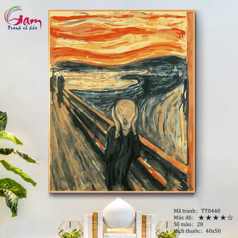 Tranh sơn dầu tự tô màu số hoá - Mã TT0440 Tiếng thét Edward Munch