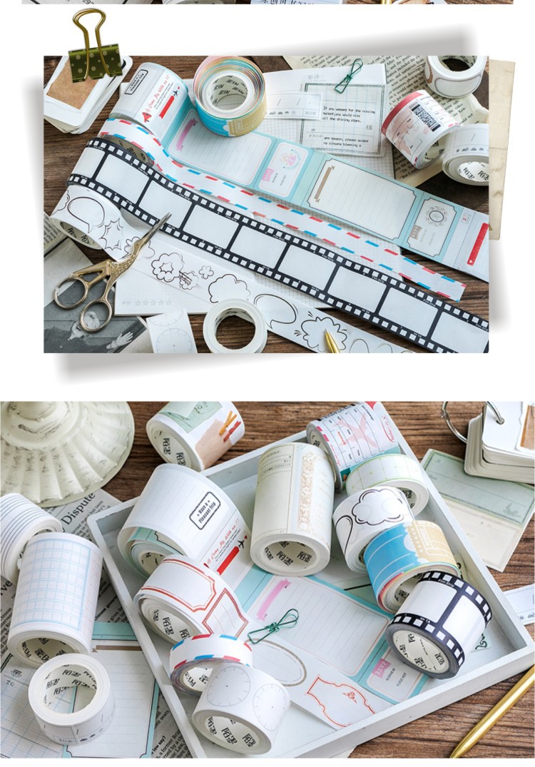 Washi tape caro - sticket phong cách vintage cuộn 5 mét trang trí sổ bullet journal