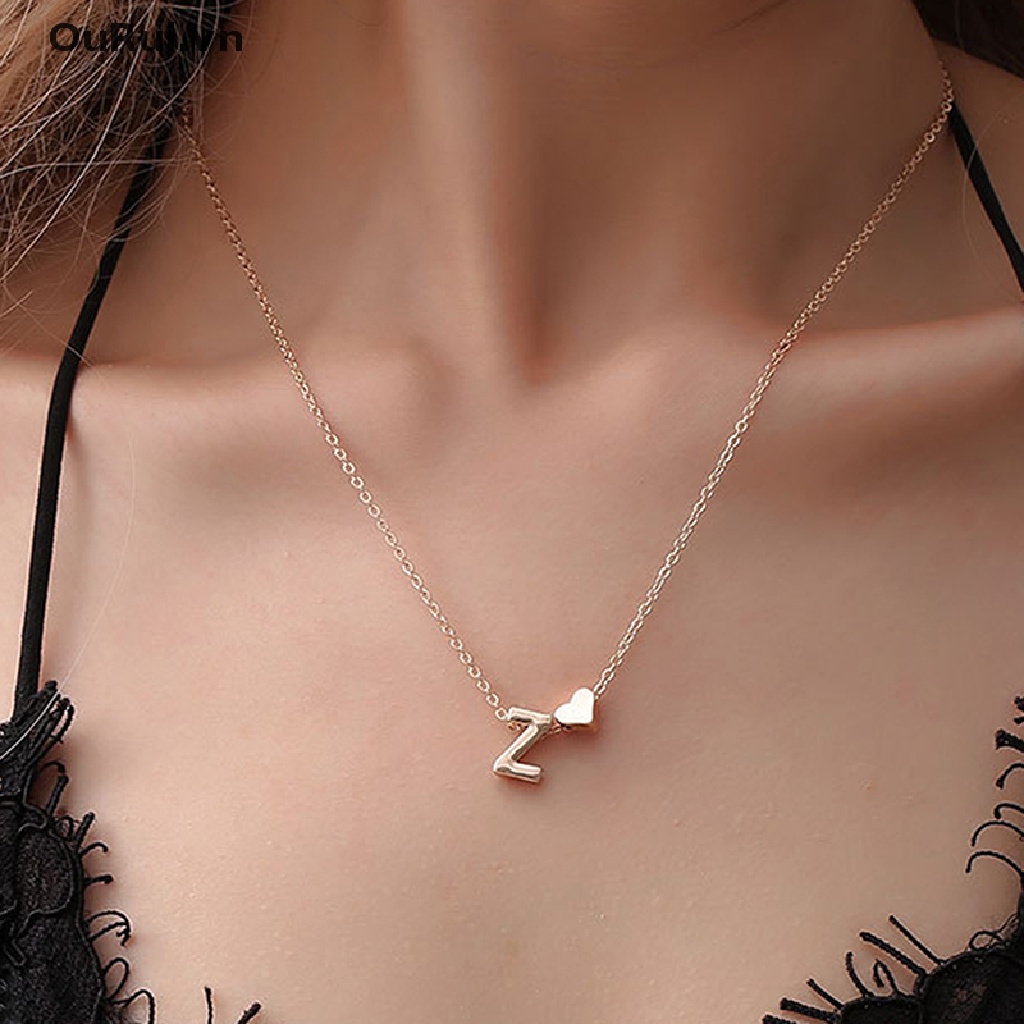 Vòng cổ Mặt Trái Tim Nhỏ Màu Vàng / Bạc in Chữ Thời Trang