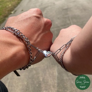 Vòng Đôi - Set 2 vòng tay và vòng cổ cặp đôi nam châm hút hình Trái tim bạc S925 thiết kế tinh tế không gỉ không bạc màu