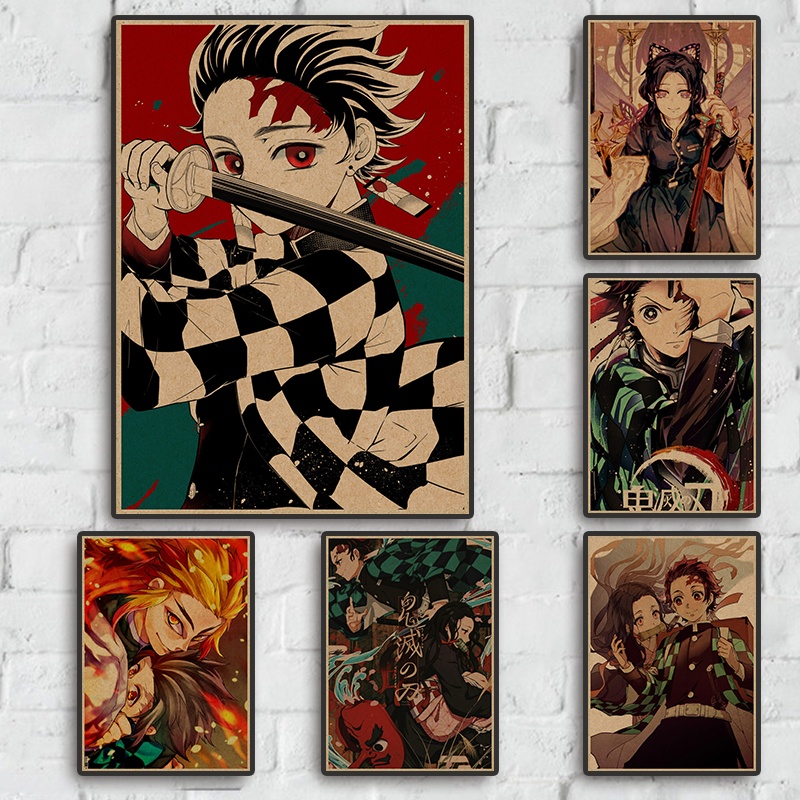 Poster Phim Hoạt Hình Demon Slayer / Kimetsu no Yaiba Phong Cách Retro Trang Trí Nội Thất MS: 307