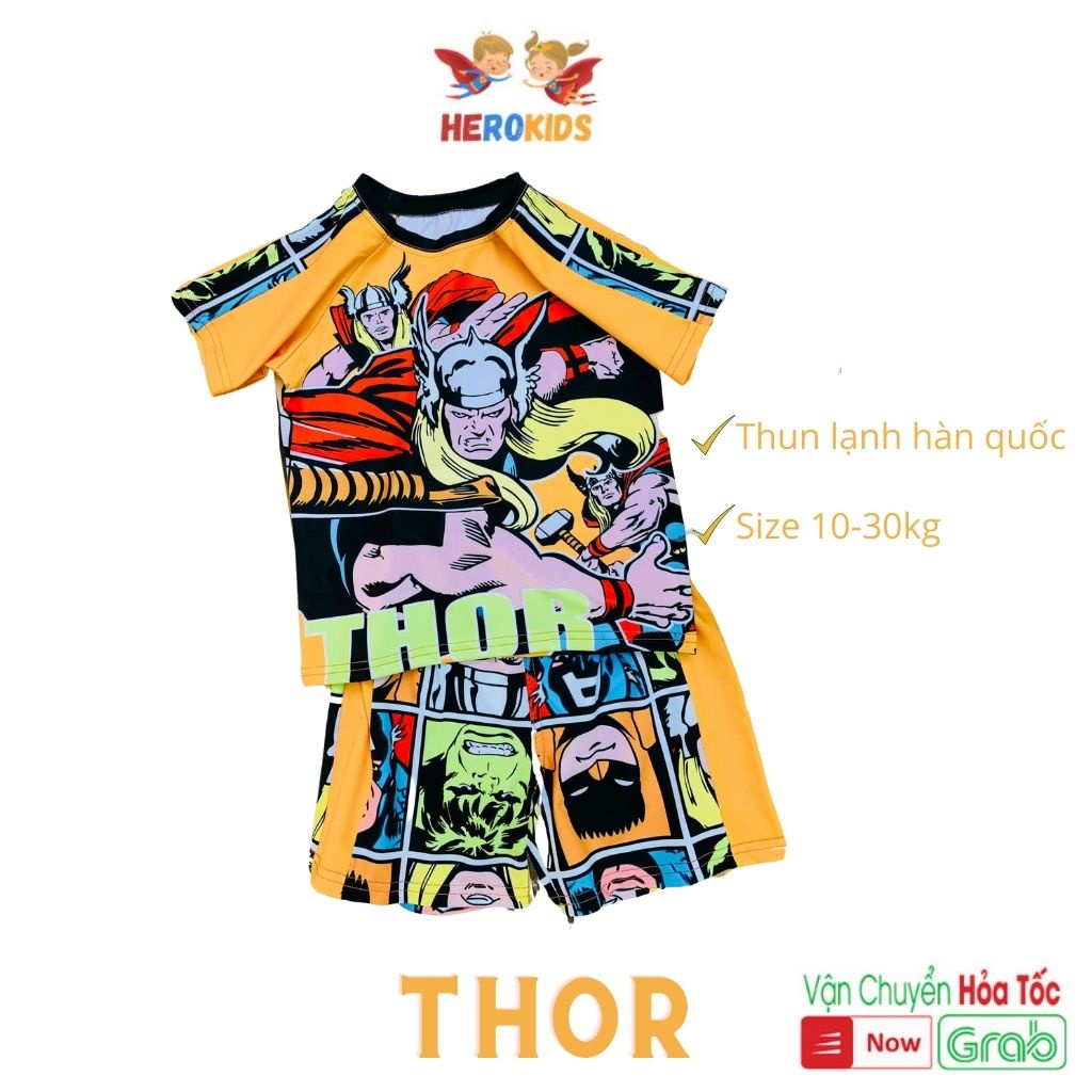 Quần áo trẻ em siêu nhân Thần Sấm Thor cho bé trai thun lạnh hàn quốc SN2205 Herokids