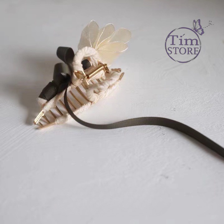 Kẹp tóc ruy băng handmade cao cấp TÍM STORE phong cách cô dâu vintage
