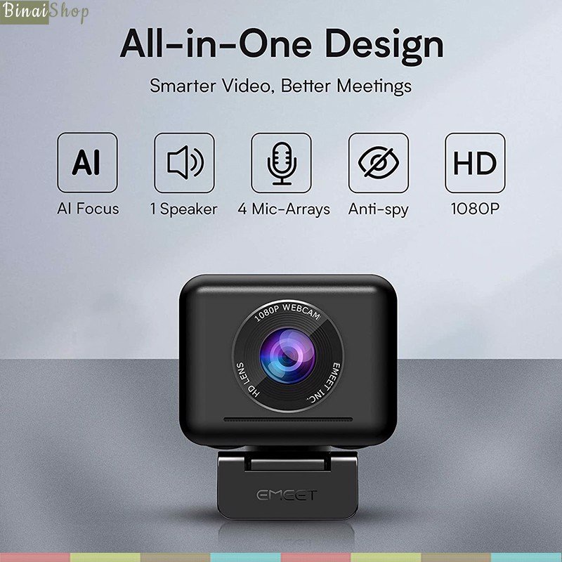 Emeet Jupiter - Webcam Tích Hợp Micro Kèm Loa, Góc Rộng 96°, Tự Động Lấy Nét, Khử Ồn Khử Vọng