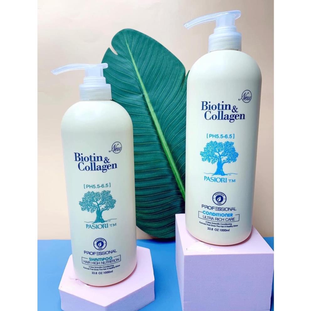 Bộ dầu gội Biotin Collagen trắng 1000𝐌𝐋 - PHỤC HỒI, CHỐNG RỤNG TÓC - ANNA COSMETIC