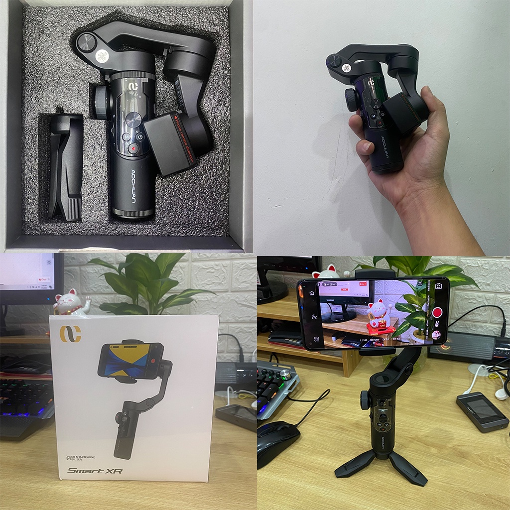 Gimbal quay phim chống rung điện thoại SMART XR - kết nối bluetooth - điều hướng 4 chiều - hỗ trợ tất cả các điện thoại