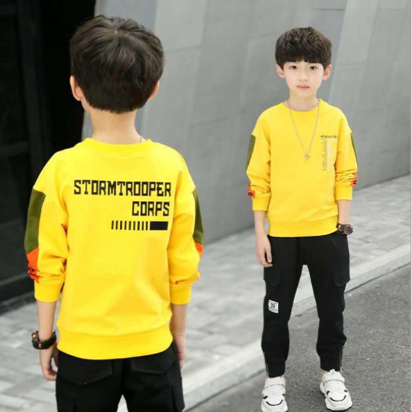 Bộ quần áo thu đông &quot;STORM&quot; 14-45kg năng động, phong cách Hàn Quốc 2021 cho bé trai. Hàng may kỹ.