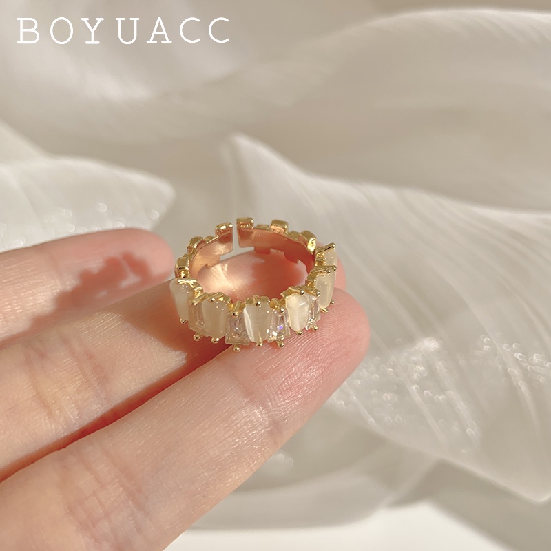 Nhẫn Đính Đá Zircon Thời Trang Hàn Quốc Cá Tính Cho Nữ