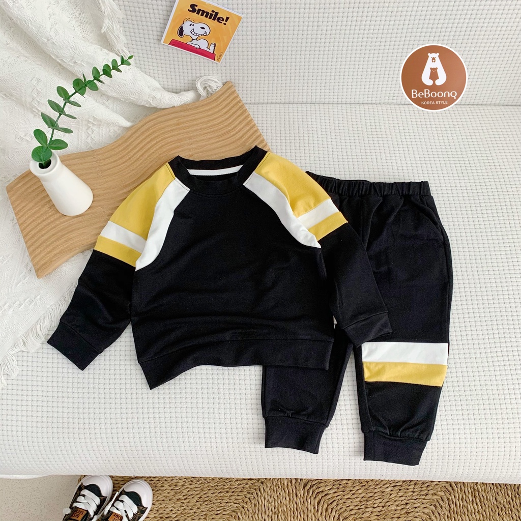 Bộ nỉ cho bé trai phối ráp tay siêu ngầu, chất da cá co giãn tốt thấm hút mồ hôi-PITUPI-BEBOONG