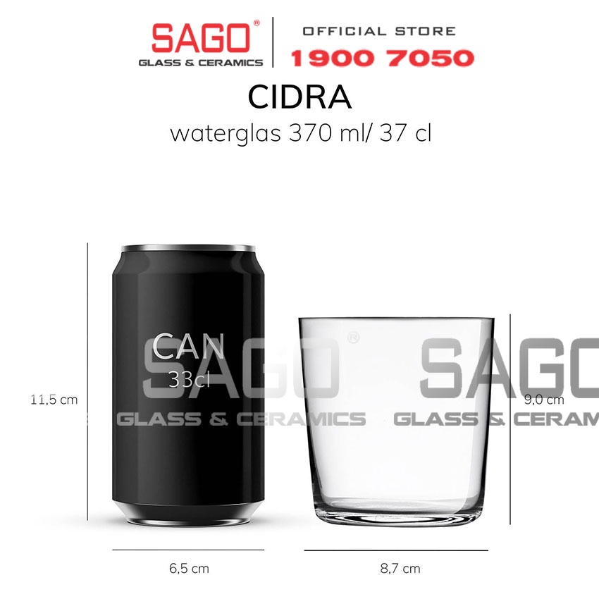 Ly Thủy Tinh Chịu Nhiệt Cidra Water 370ml | Thủy tinh Cao Cấp , Nhập khẩu EU