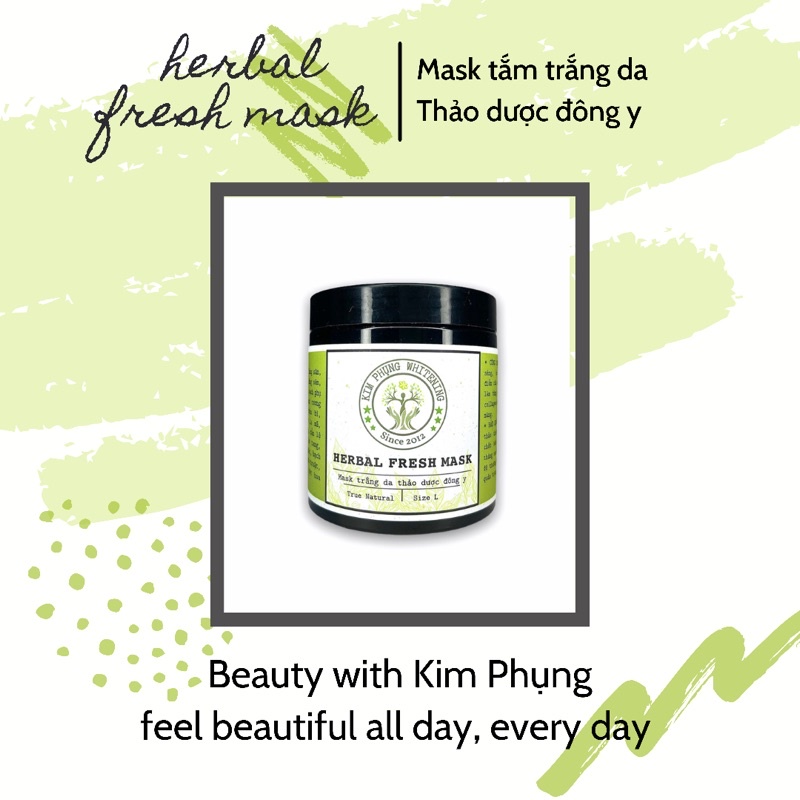 Mask tắm trắng da thuốc bắc [HERBAL FRESH MASK] homemade by Kim Phụng whitening