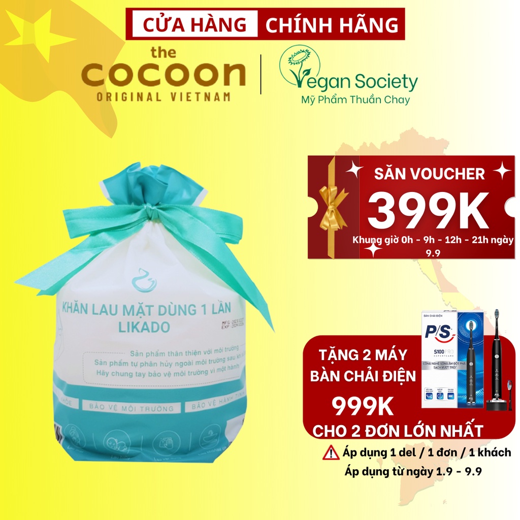 Khăn mặt khô lau mặt dùng 1 lần spa (50 khăn) LIKADO kích thước (20x20cm)(1 cuộn) - Giấy lau mặt dùng một lần