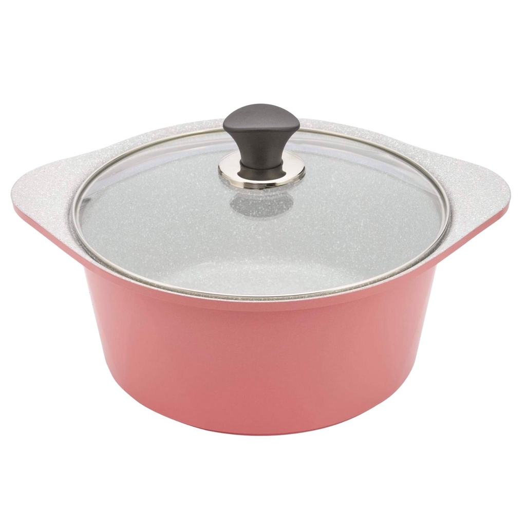 Nồi bếp từ đúc Ceramic chống dính vân đá hồng pastel Green Cook GCS02