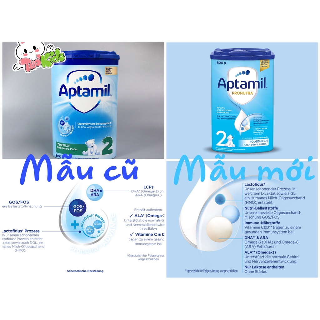 Sữa Aptamil Pronutra Advance Xanh Số 1, Xanh Số 2, Xanh Số 3 - Loại 800g - Aptamil Đức Hàng Nội Địa