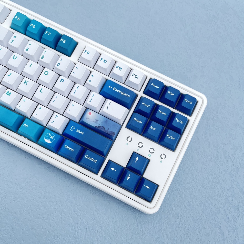 133 Phím Blue Green Keycaps Cherry Profile Gradient Color PBT Dye Sub Bàn phím cơ học Keycap