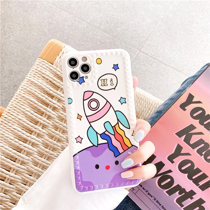 Ốp lưng iphone Rainbow Rocket IMD dày dặn viền nổi 6/6plus/6s/6splus/7/7plus/8/8plus/x/xs/11/12/pro/max/plus/promax | BigBuy360 - bigbuy360.vn