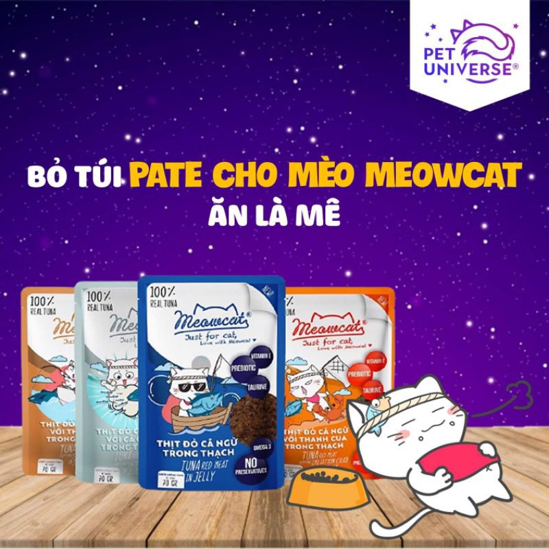 70g pate Meowcat Dành cho mèo trên 6 tháng tuổi,Với 4 hương vị.