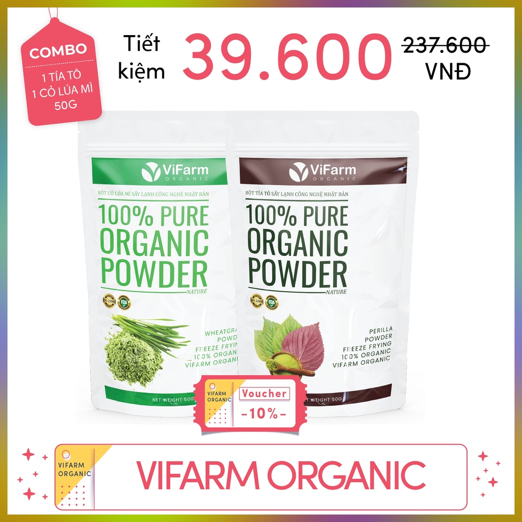 Bột Tía Tô Nguyên Chất ViFarm 50Gram, Bột Tía Tô Sấy Lạnh Hỗ Trợ Giảm Cân, Đẹp Da