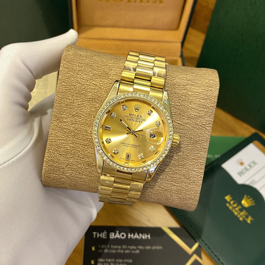 [Fullbox - Bảo hành 12 tháng] Đồng hồ nam Rolex đính viền đá dây kim loại đúc đặc cao cấp bảo hành 12m rolex-shop | BigBuy360 - bigbuy360.vn