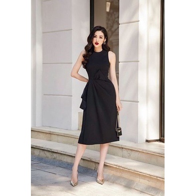 SOFIA DRESS BY CHAMS- Đầm Xòe Kiểu Sát Nách Xếp Ly Nơ Eo