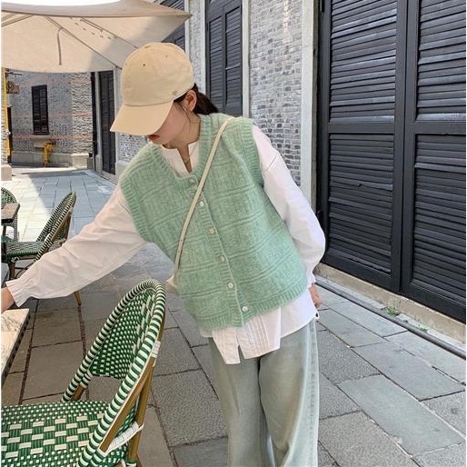 Áo khoác cardigan dệt kim dáng rộng thiết kế đơn giản thời trang