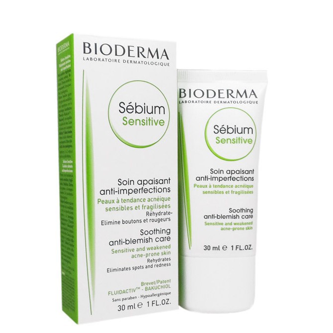 Kem dưỡng ẩm bioderma sebium sensitive giảm mụn chăm sóc da mụn, nhạy cảm 30ml