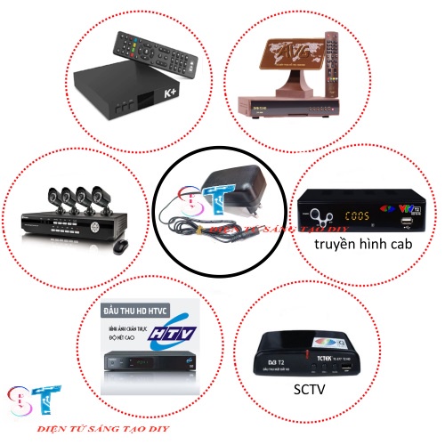 Adapter 12V 1.5A Nguồn Đầu Thu K+ AVG SCTV Chân To 6.5X3.0MM Loại Tốt