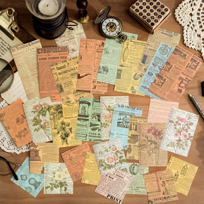 Set 60 miếng dán phong cách vintage trang trí sổ tay