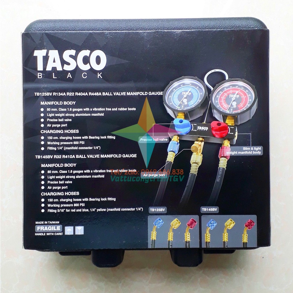 Bộ đồng hồ Gas đôi R22,R134 cao cấp TASCO TB125BV
