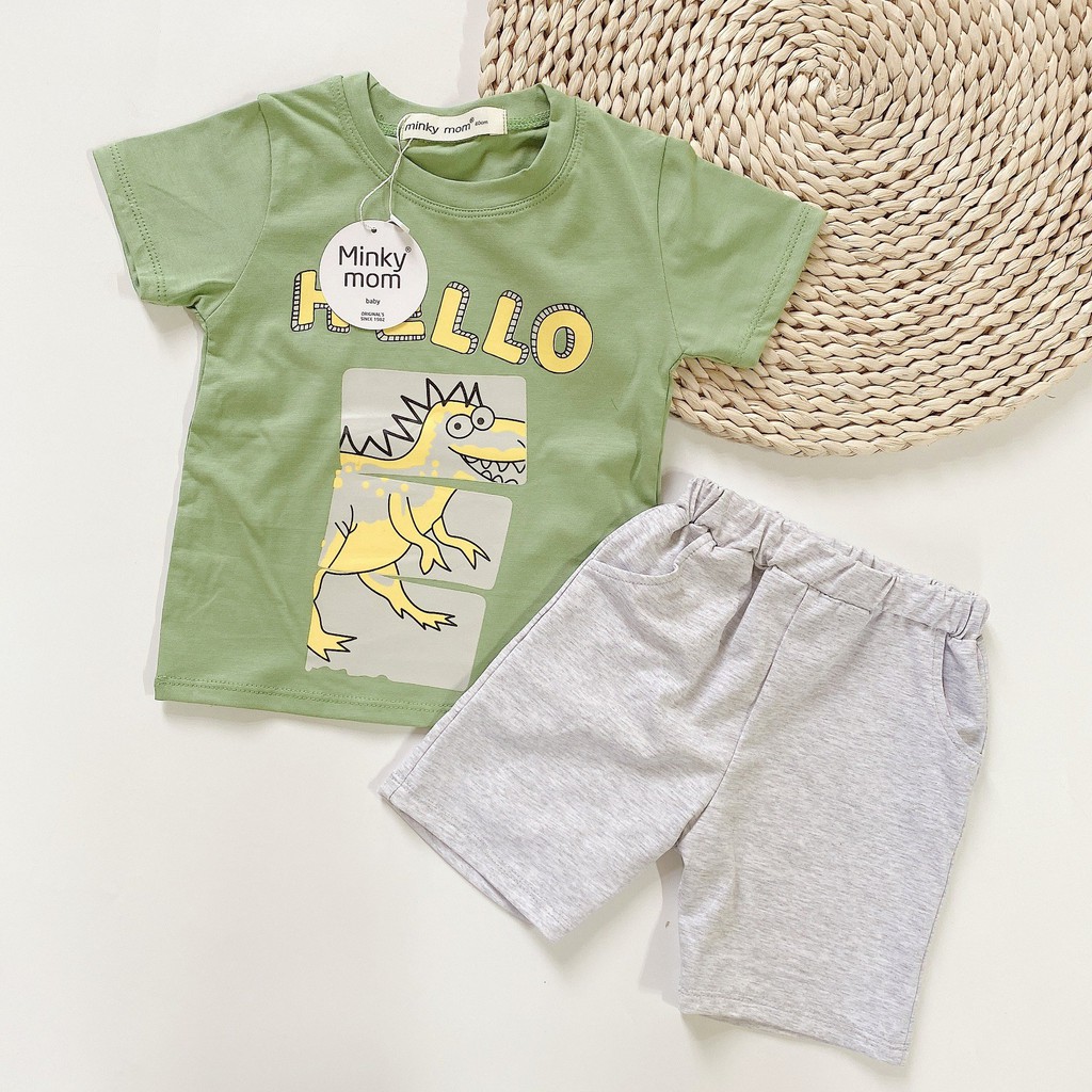 Bộ cộc tay cho bé in hình ô tô hàng minky mom chất cotton mềm mại