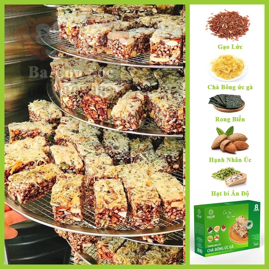 Thanh gạo lứt Chà Bông ngũ cốc Nalee mix nhiều loại hạt vị rong biển ăn kiêng giảm cân bà bầu đều dùng được Hộp150g