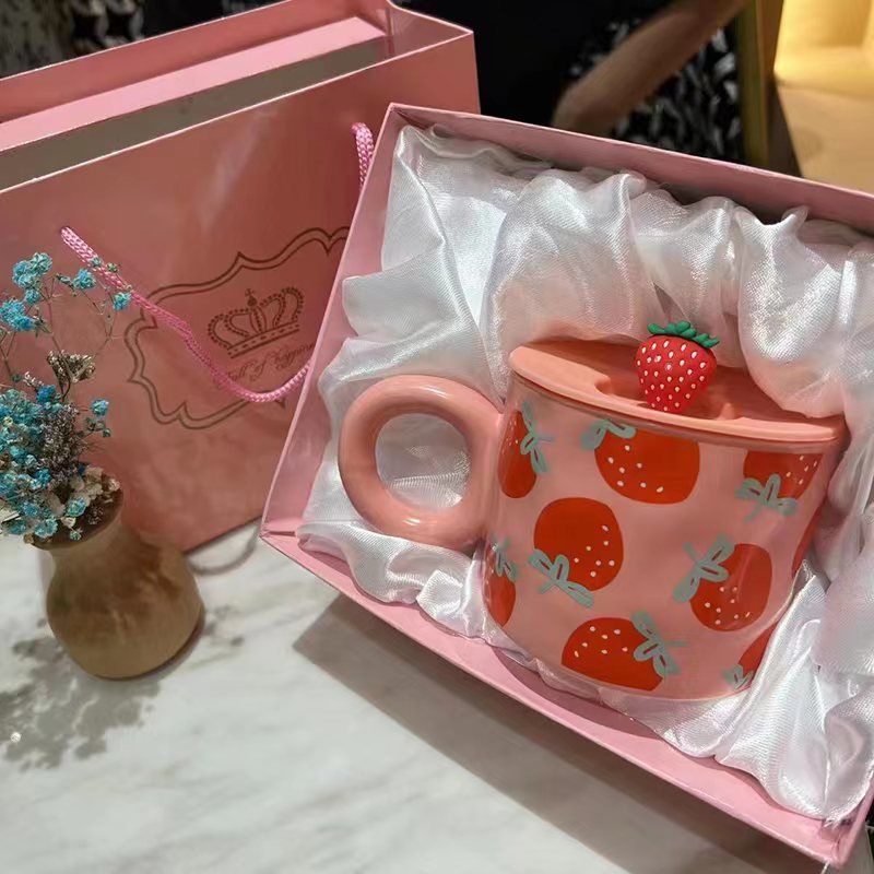 Cốc Uống Nước Bằng Sứ Có Nắp Đậy Dễ Thương Xinh Xắn Ttm206